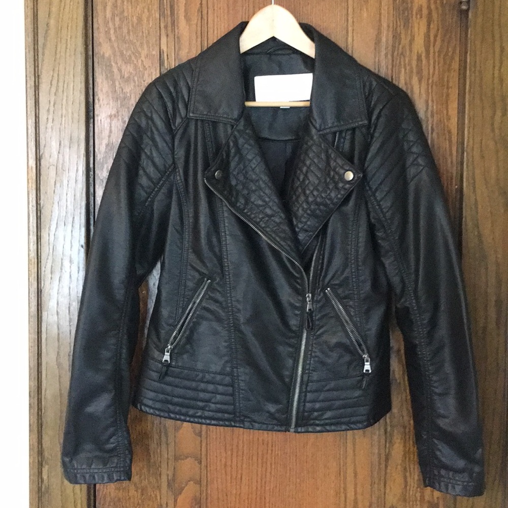 EC Leather Moto Jacket, Black, Jessica Simpson